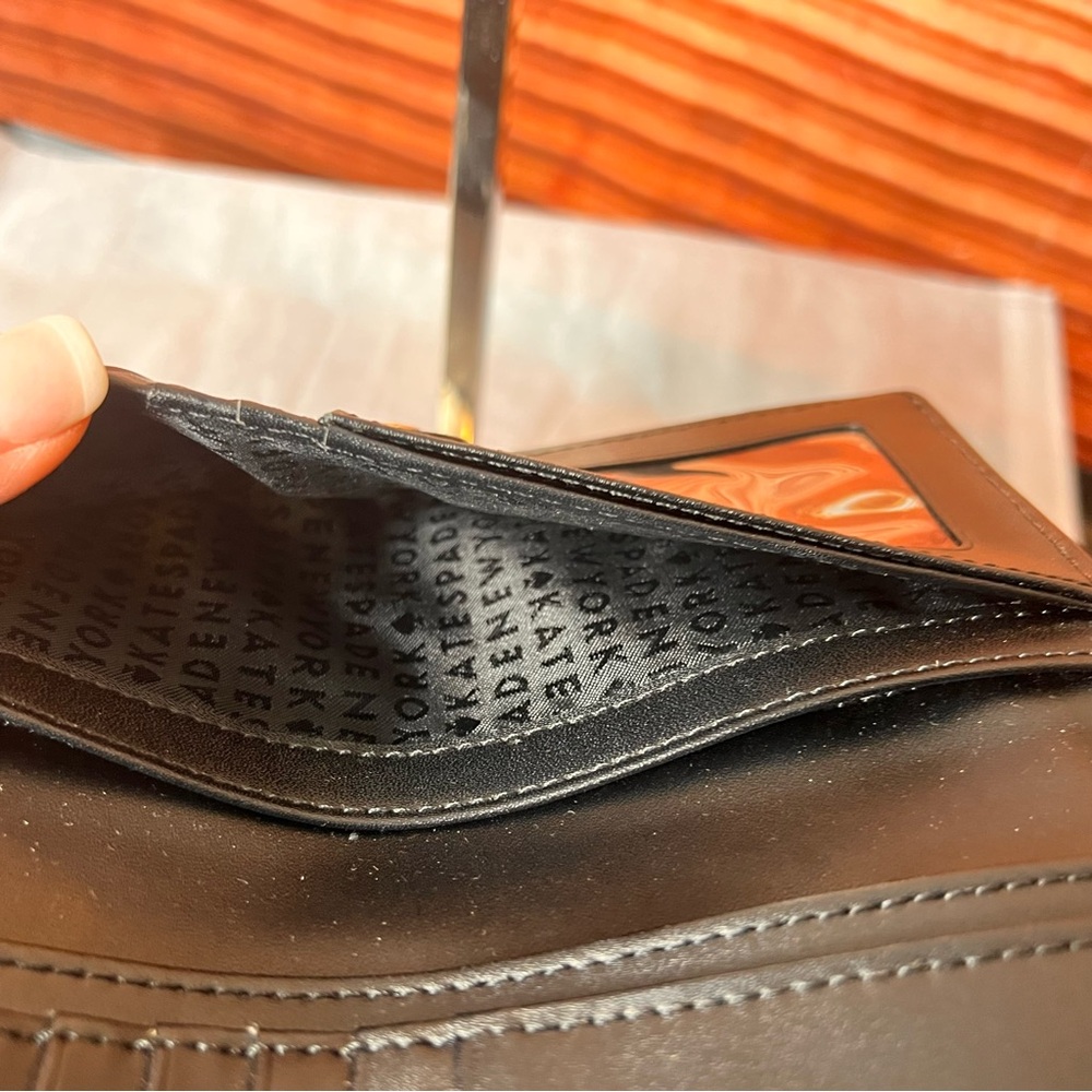 Kate Spade Black Pebbled Leather Long Wallet, snap close, 18 cc slots, 1 ID slot - Picture 9 of 15